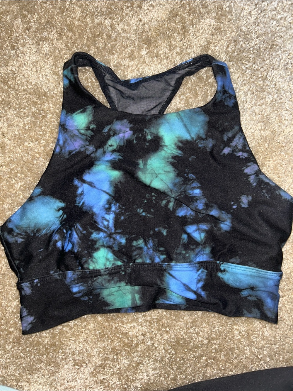 DSG Tie-Dye Racerback Sports Bra - Black, Blue & Green